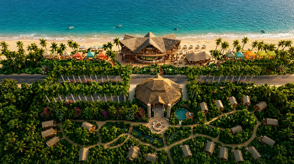 Aerial site plan of Isla Aguada Glamping Co.